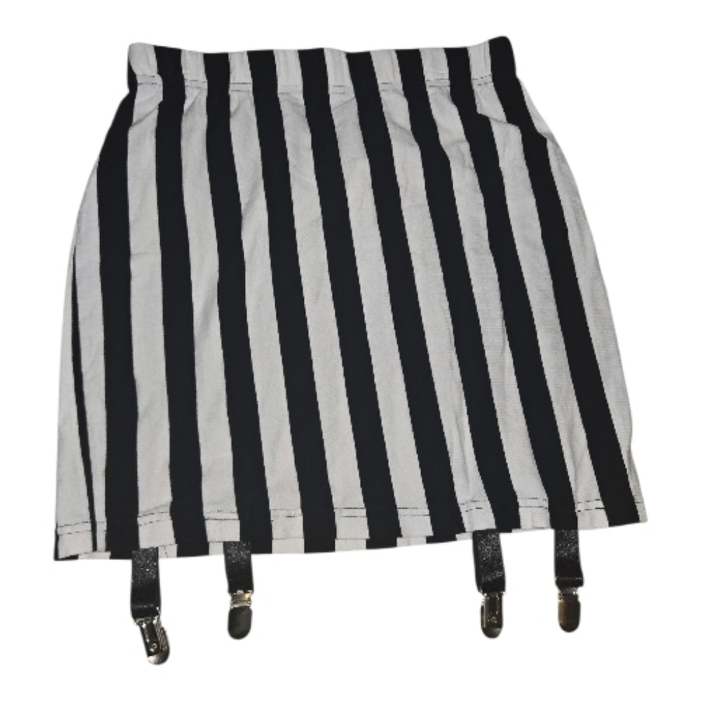 Black and White Striped Women's Skirt Size M